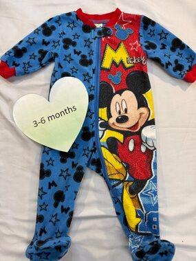 Disney - Mickey Mouse Blue and Red Fleece Footie/Footed Onesie Sleeper